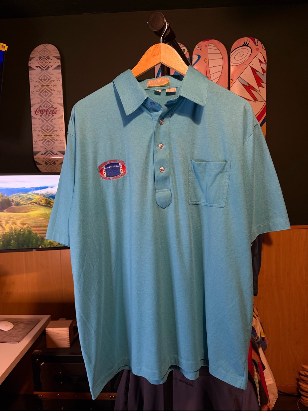 National Football League Players Association Light Blue Pocket Button Up Shirt